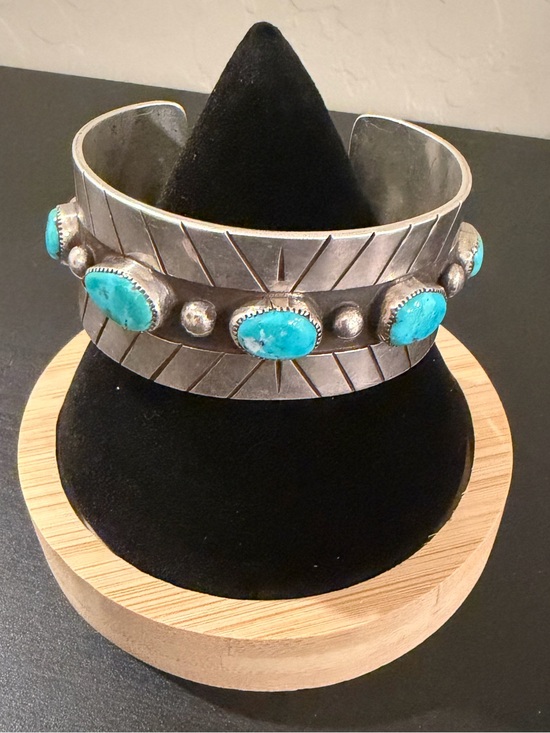 Handmade Jewelry - Silver Cuff Bracelet Handmade With Bisbee Turquoise